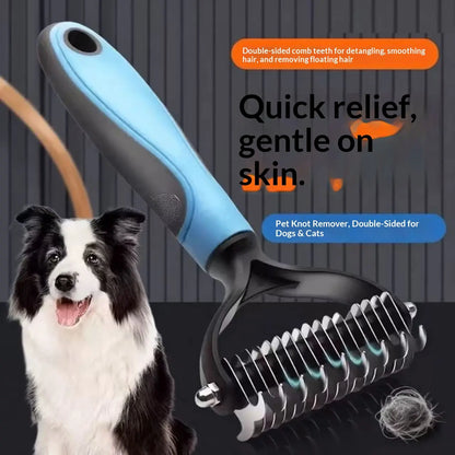 Pain-Free Dematting Undercoat Rake for Pets - Double-Sided Shedding Brush and Tangle Remover Tool for Dogs and Cats, Reducing Loose Hair and Mats Effectively