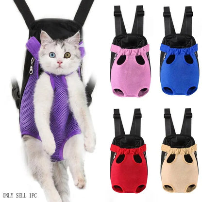 Portable Breathable Pet Carrier Backpack with Double Shoulder Mesh Design for Outdoor Activities - Durable and Lightweight Construction
