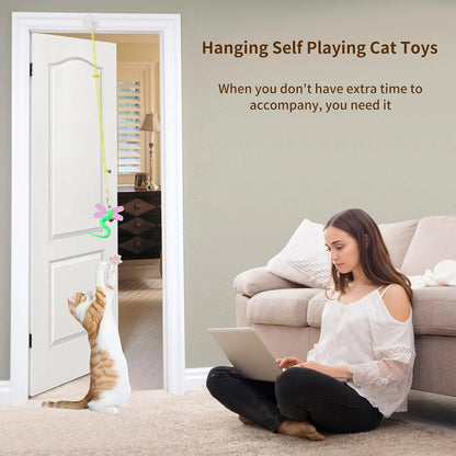 Ultimate Interactive Cat Toy Set: 1 Wand, 8 Teaser Refills & 3 Hanging Toys for Endless Fun & Exercise for Cats and Kittens!