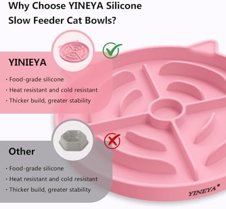 Interactive Silicone Slow Feeder Cat Bowls - 2 Pack for Healthy Eating & Fun Training, Perfect for Puppies and Kittens!