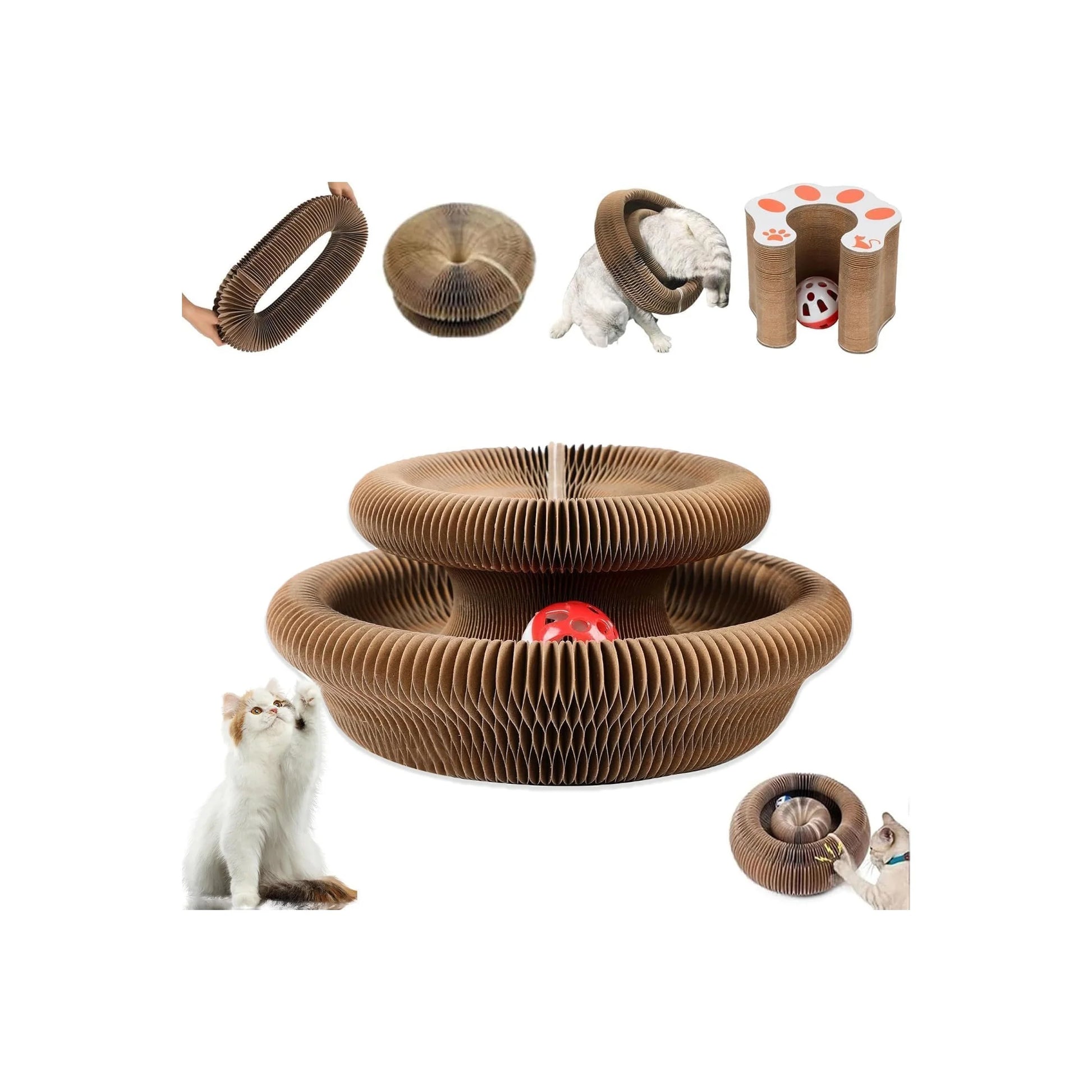 Interactive Kitty Curls Cat Toy - Magic Organ Scratch Pad with Toy Ball for Claw Grinding and Fun!
