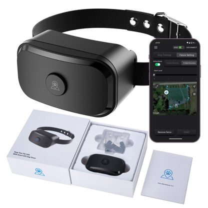 Gf02E GPS Wireless Dog Fence System - Subscription-Free Virtual Containment with Customizable Boundaries, 2-in-1 Training Collar, Waterproof and Rechargeable for Medium to Large Dogs