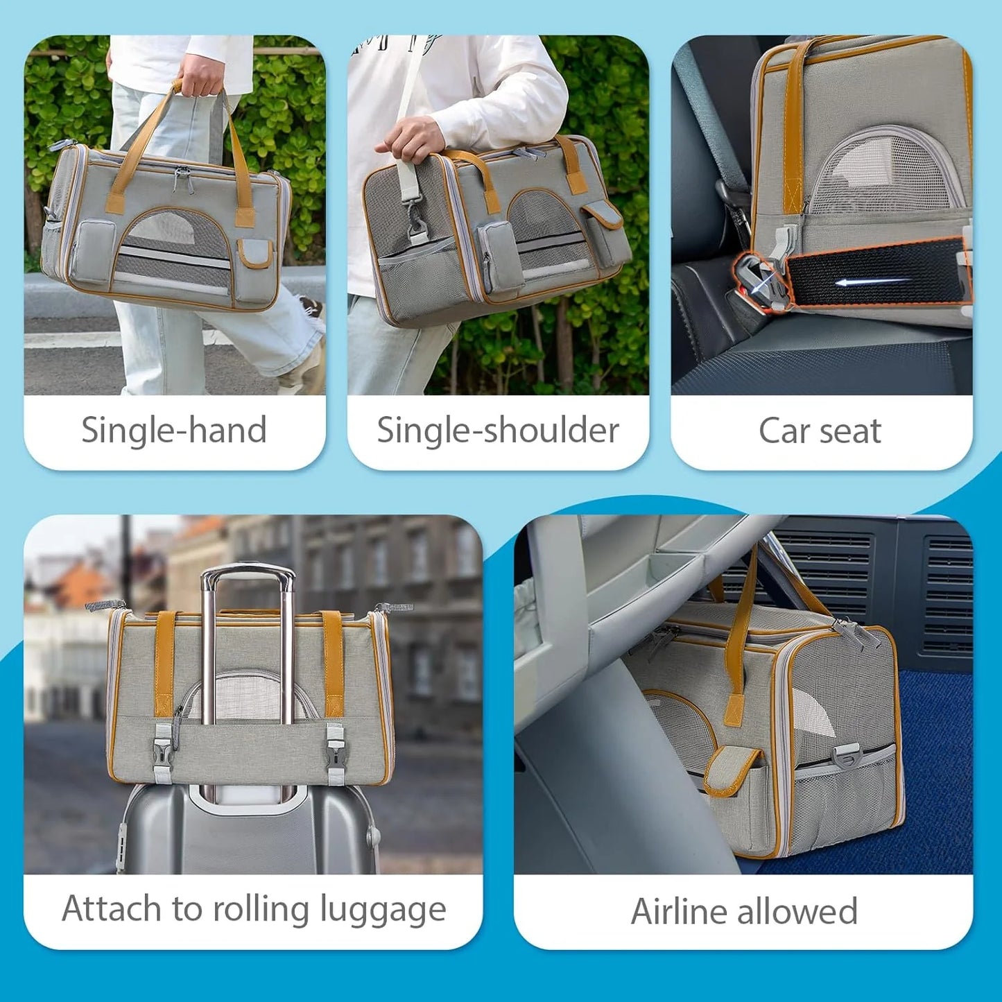 Ultimate Cat Carrier - Comfortable & Secure for Pets up to 16 lbs, Anti-Collapse Design with Multiple Storage Pockets, Perfect for Medium Cats, Puppies, Rabbits & More!