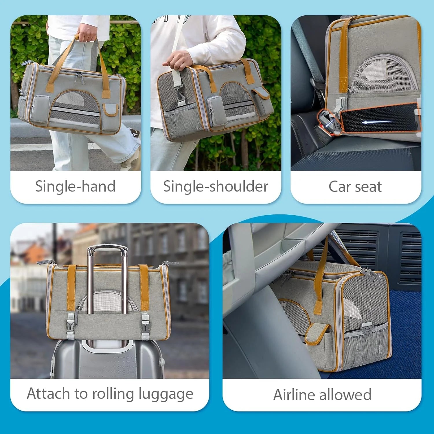 Ultimate Cat Carrier - Comfortable & Secure for Pets up to 16 lbs, Anti-Collapse Design with Multiple Storage Pockets, Perfect for Medium Cats, Puppies, Rabbits & More!