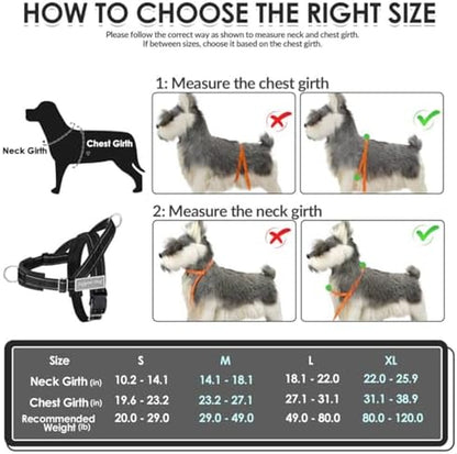 Heavy Duty No Pull Dog Harness & Leash Set - Reflective Tactical Design with Soft Padding & Front Clip for Easy Walking & Training - Perfect for Medium to Large Dogs (Black, Size L)
