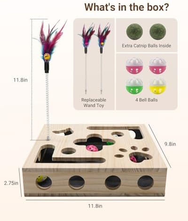 Ultimate Cat Toys Bundle for Indoor Cats - 2026 Upgraded Interactive Puzzle Feeder with Nail Care, Wand Toys, Catnip Ball & Bell Balls