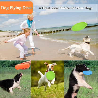 Ultimate Dog Flying Disc Set - 3 Soft Rubber Interactive Flyers for All Dog Sizes, Water-Friendly & Gentle on Teeth