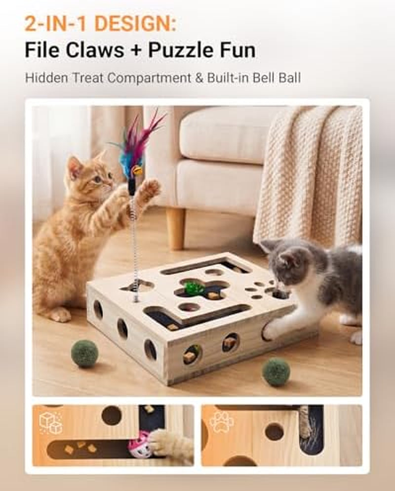 Ultimate Cat Toys Bundle for Indoor Cats - 2026 Upgraded Interactive Puzzle Feeder with Nail Care, Wand Toys, Catnip Ball & Bell Balls