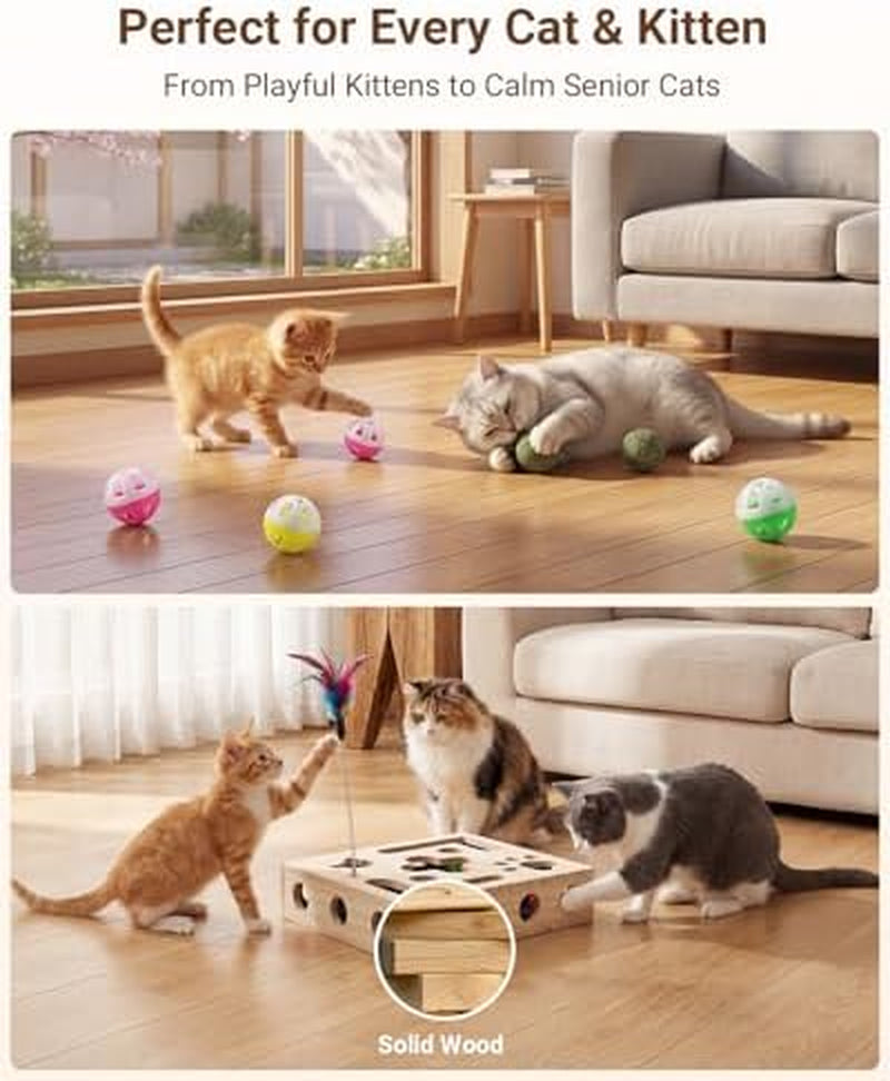 Ultimate Cat Toys Bundle for Indoor Cats - 2026 Upgraded Interactive Puzzle Feeder with Nail Care, Wand Toys, Catnip Ball & Bell Balls