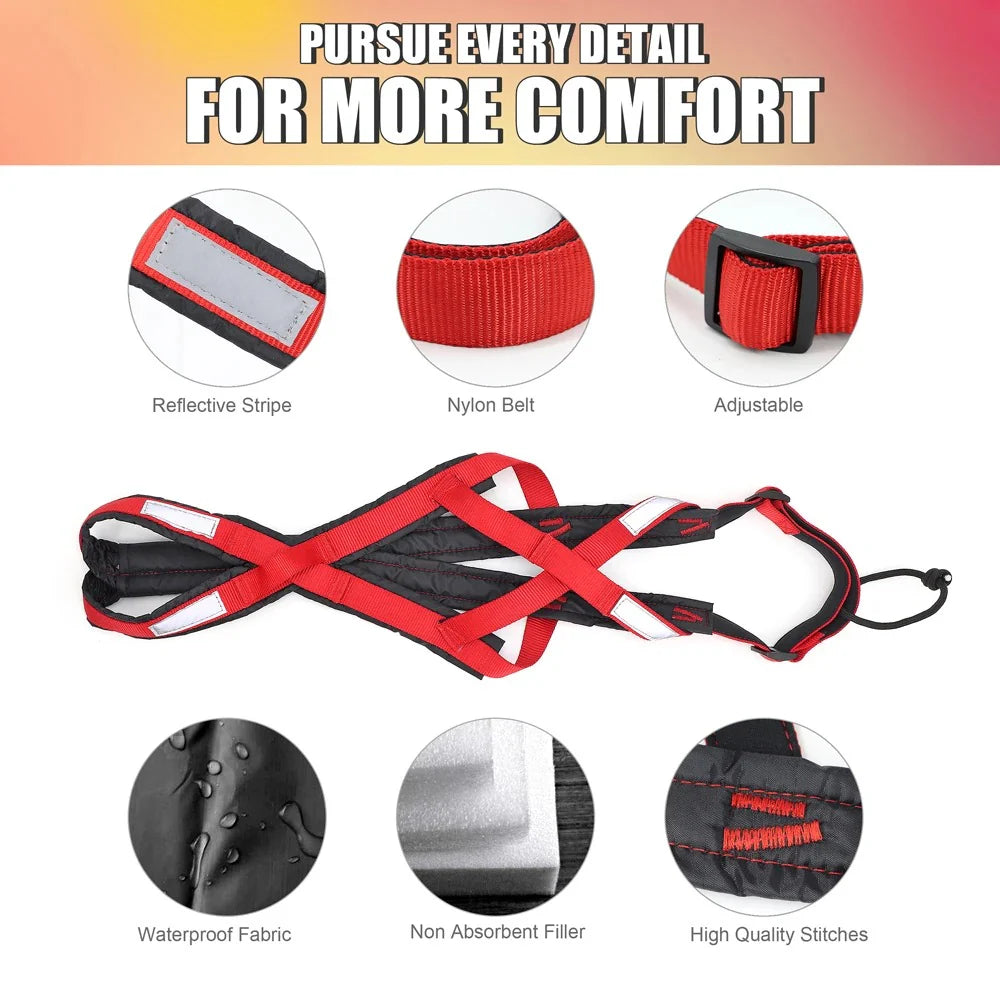 Ultimate Waterproof Reflective Dog Sledding Harness for Large Breeds - Perfect for Skijoring and Weight Pulling (65cm - 85cm)