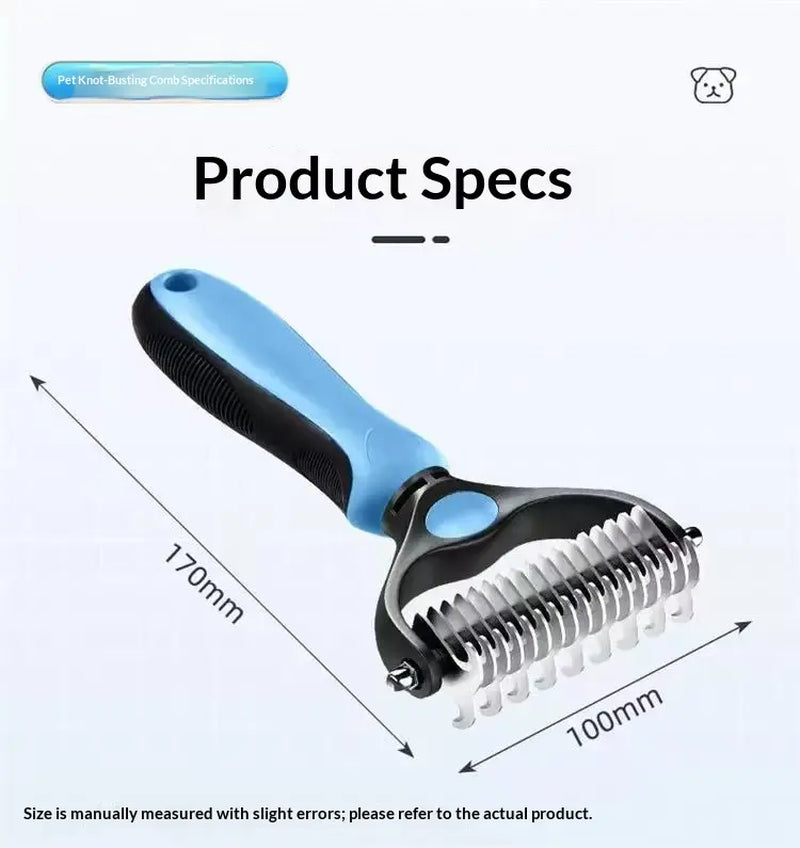 Pain-Free Dematting Undercoat Rake for Pets - Double-Sided Shedding Brush and Tangle Remover Tool for Dogs and Cats, Reducing Loose Hair and Mats Effectively