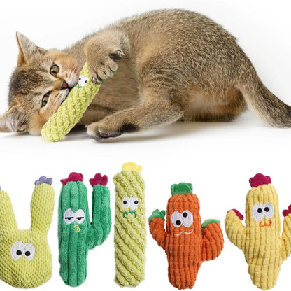Pawsible Premium 5-Pack Colorful Cactus Cat Toy Set with 100% Natural Herb Filling for Enhanced Stimulation and Soft Teething, Ideal for Kittens