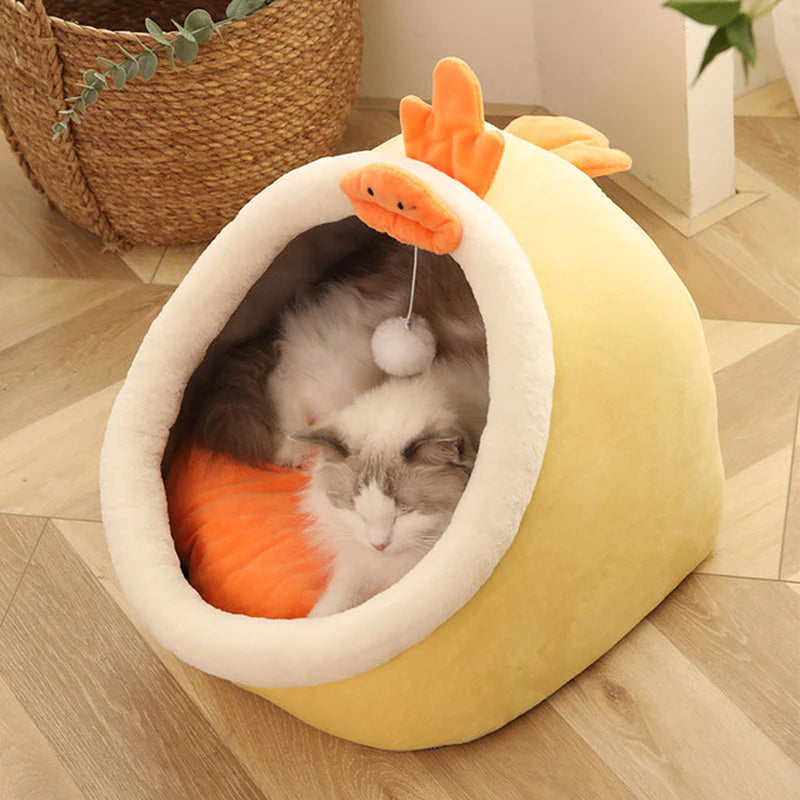 Premium Cozy Cat Bed and Pet Basket - Soft Washable Lounger for Kittens and Small Dogs