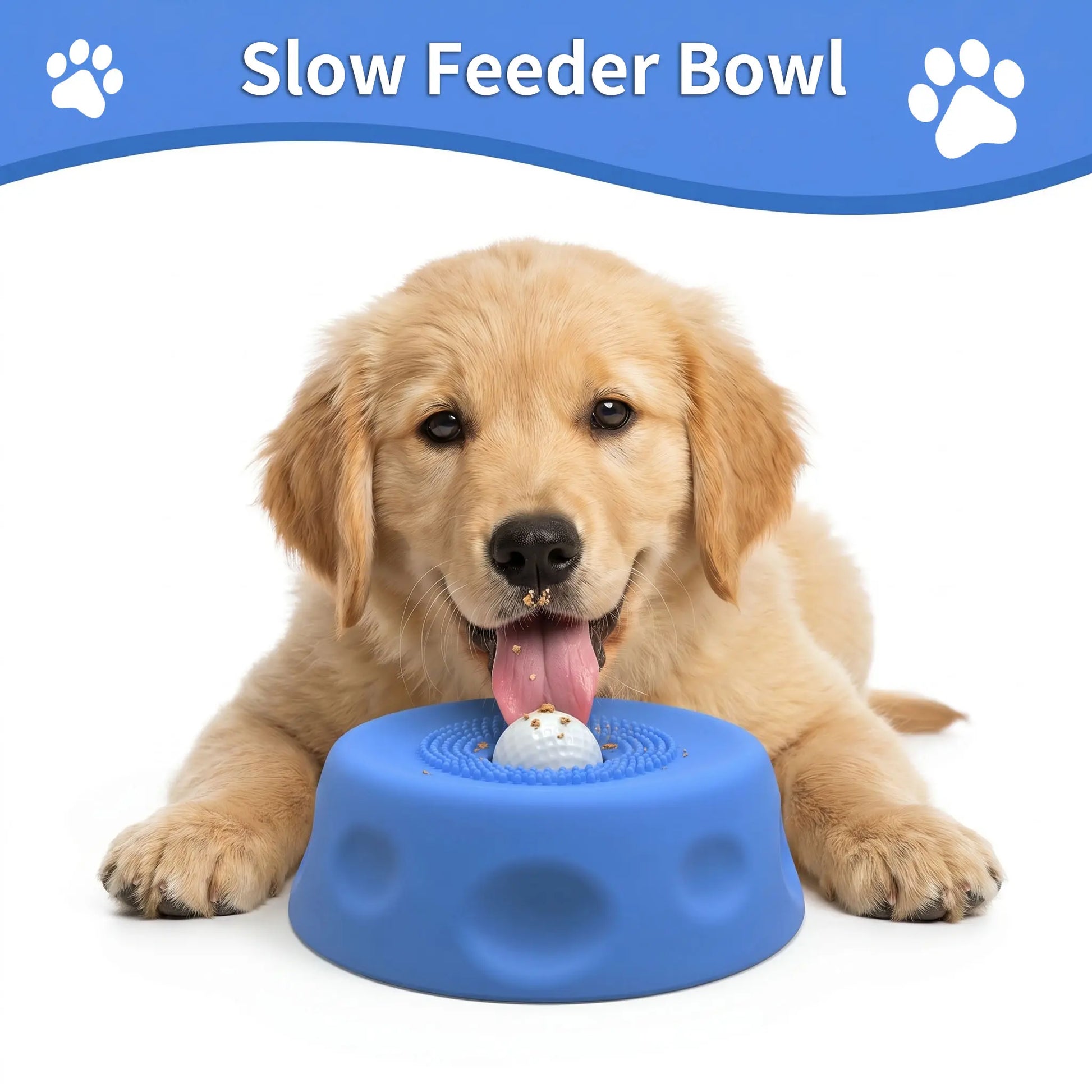 3-in-1 Calming Dog Lick Mat and Slow Feeder Bowl | Interactive Puzzle Toy with Rolling Ball